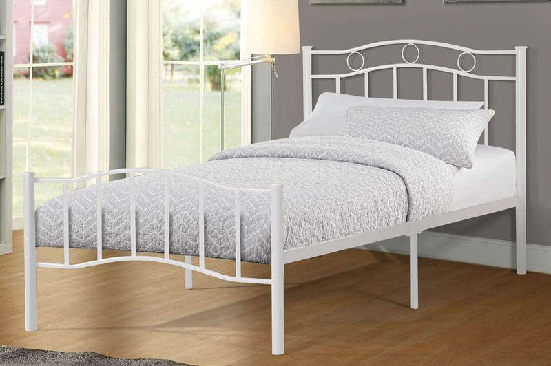 White Metal Platform Bed