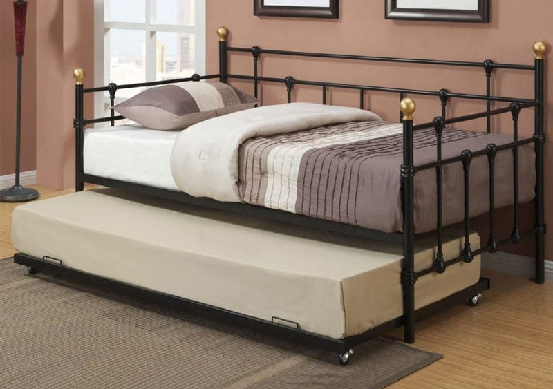 Black Gold Accents Metal Frame Bed