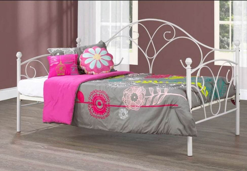 White Metal Frame Single Bed