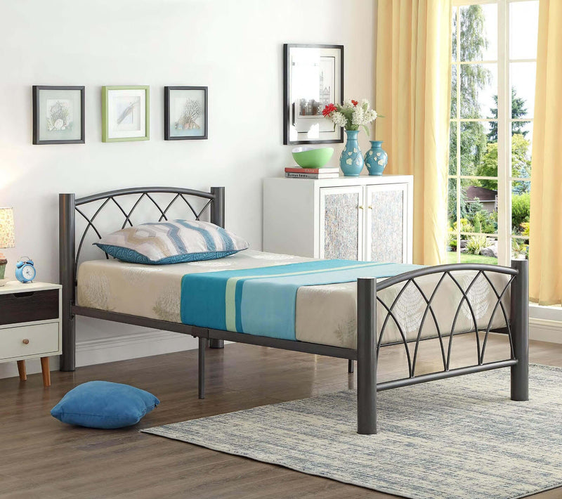 Grey Metal Single Bed