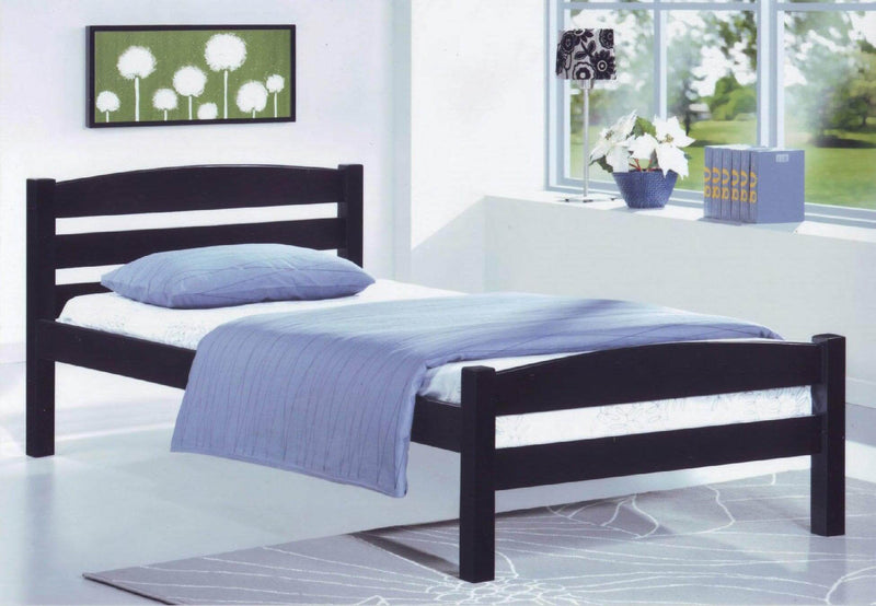 Twin Size Dark Espresso Wooden Bed