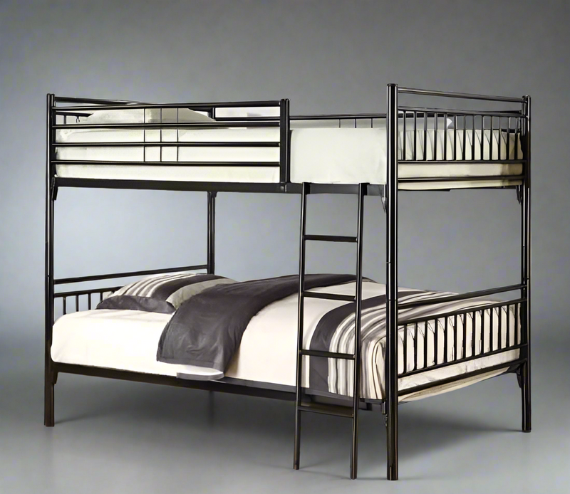 Black Metal Twin over Twin Fancy Bunk Bed Converts into Two Beds