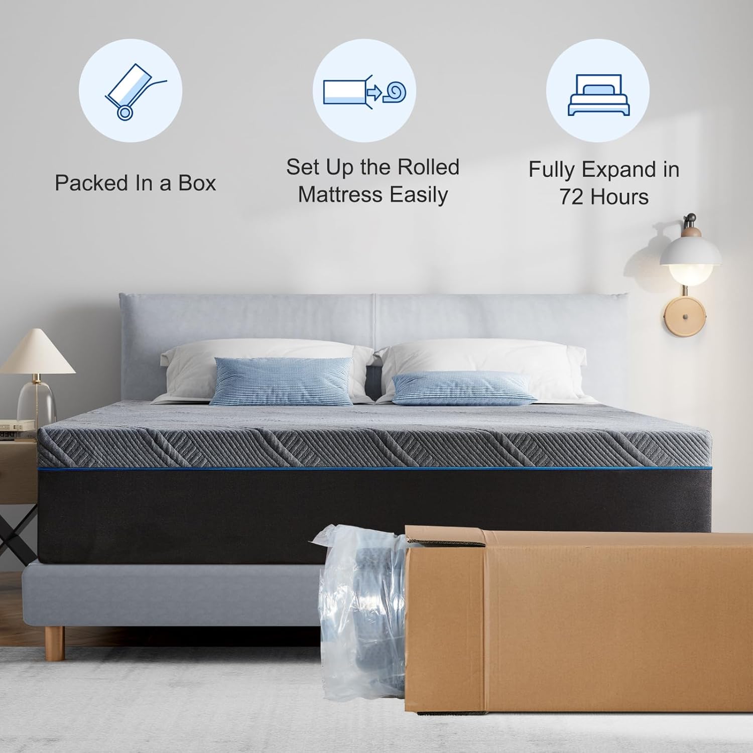 King Size 10" Memory Foam Mattress with Medium Firm Feel Cooling Quilt