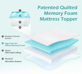 Hansleep Memory Foam Short Queen Mattress Topper, RV Short Queen Mattress Pad with Deep Pocket, Breathable Air Mattress Cover, 60x75 Inches, White