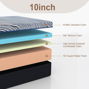 Queen Mattress,Lukace 10" Queen Size Mattress with Memorys Foam Mattress,Medium Firm Mattresses with Sleep Cooler & Pressure Relief,10 Inch Queen Mattreess,Black 60"x80"x8"