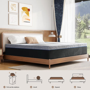 Queen Mattress,Lukace 10" Queen Size Mattress with Memorys Foam Mattress,Medium Firm Mattresses with Sleep Cooler & Pressure Relief,10 Inch Queen Mattreess,Black 60"x80"x8"