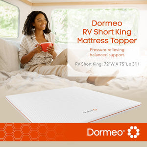 Dormeo RV Short King Mattress Topper - Relieving Octaspring Technology Mattress Topper - Cooling Mattress Topper - 3 inch Mattress Topper King - RV Short King Mattress Pad