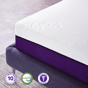 Polysleep 10" RV Antimicrobial Memory Foam Mattress — Breathable Top Layer & Soft Liquid Repellent Cover, Premium Hybrid Bed in a Box, Made in Canada — Short Queen Size