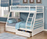 White Bunk Bed Twin over Double / Full includes Drawers Converts to two