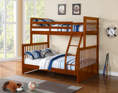 Twin over Double (Single over Full) Wood Bunk Bed Converts to Two Beds Mission Style