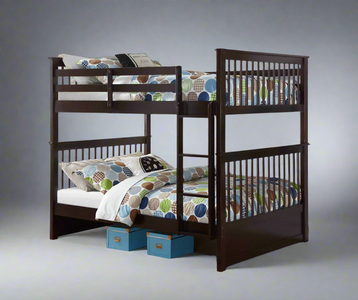 Espresso Double over Double / Full Wooden Bunk Bed Convertible