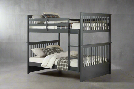 Grey Wood Double over Double Mission Style Bunk Bed Convertible