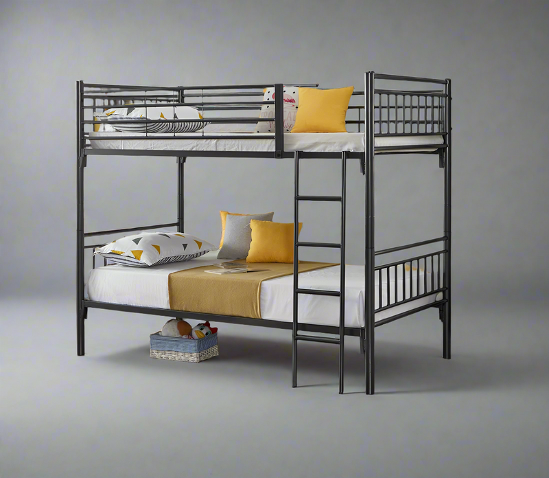 Twin over Twin Grey Metal Bunk Bed Converts to Two Beds