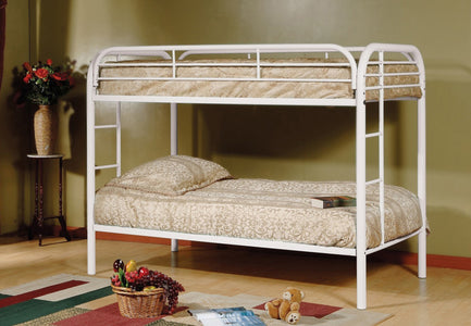 White Metal Bunk Bed Twin over Twin Steel Bunk Bed