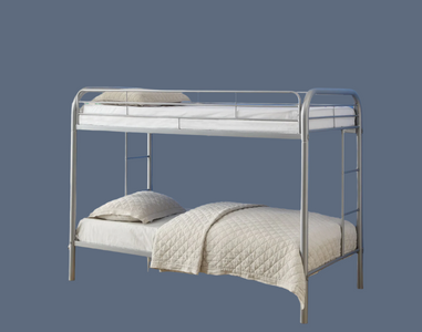 Grey Metal Bunk Bed Twin over Twin Steel Bunk