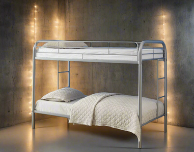 Grey Metal Bunk Bed Twin over Twin Steel Bunk