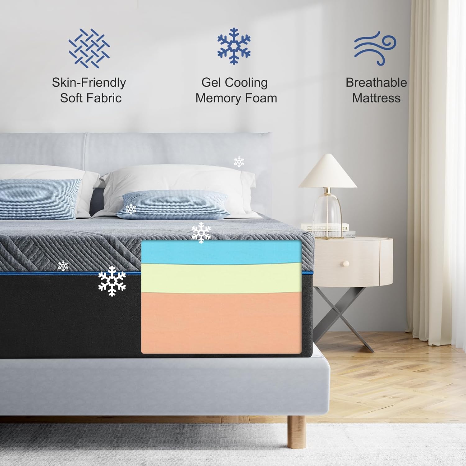 King Size 10" Memory Foam Mattress with Medium Firm Feel Cooling Quilt