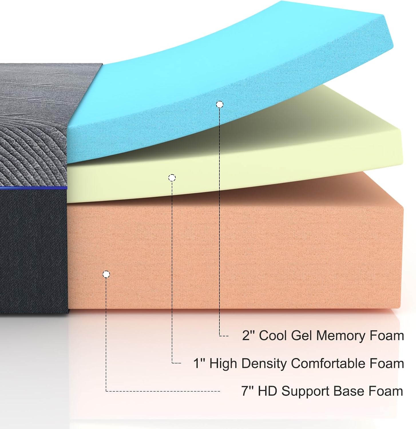 King Size 10" Memory Foam Mattress with Medium Firm Feel Cooling Quilt