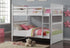 Double over Double / Full White Mission Style Bunk Bed Convertible into 2 Beds