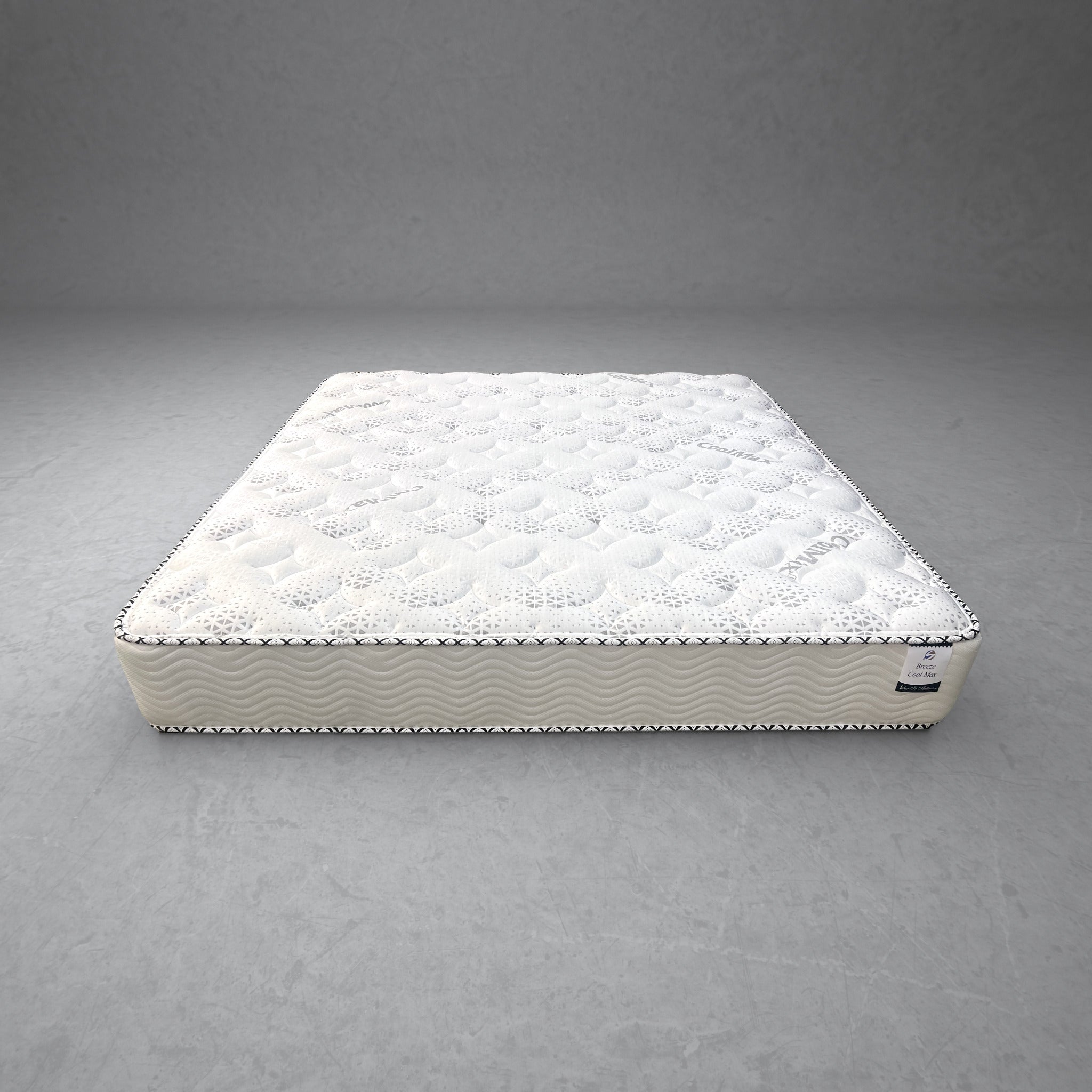 RV King Breeze Cool Max 10" Medium Firm Tight top mattress on a concrete background