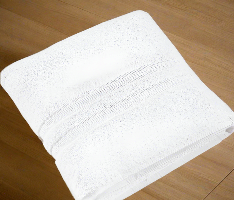 Dozen (12) Bath Towel Extra White-Ultra Soft Best Branded Quality Towel Ring Spun, Dobby Border