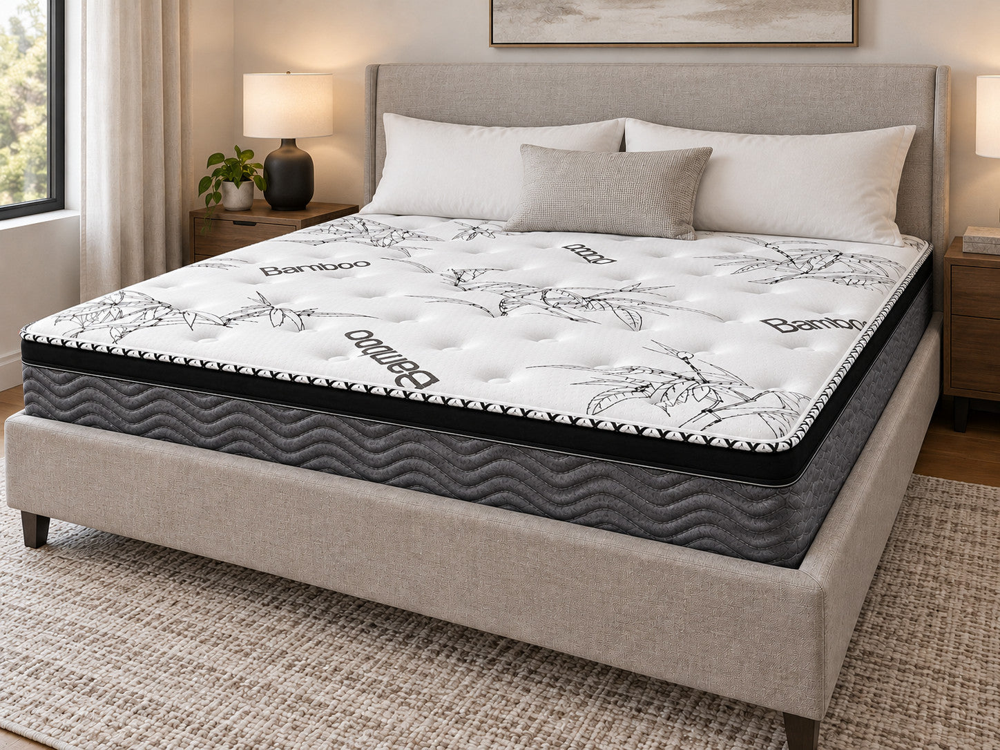 RV King Spinal Rest 11" Medium Euro top mattress in a bedroom