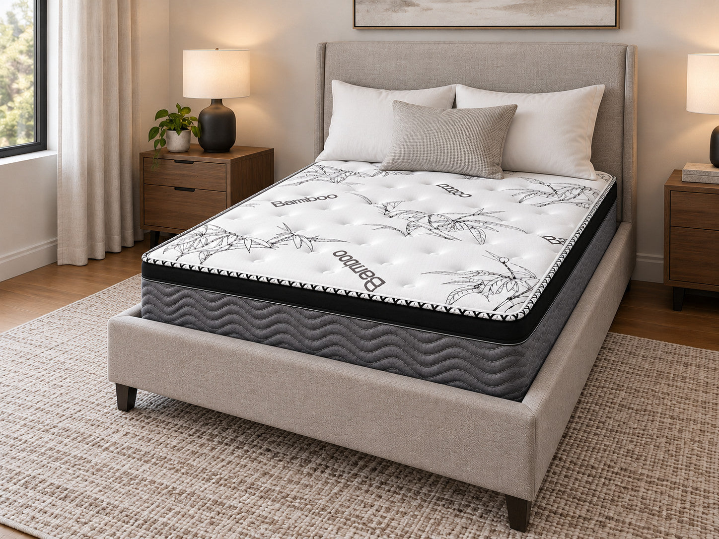 Three Quarter Spinal Rest 11" Medium Euro top mattress in a bedroom
