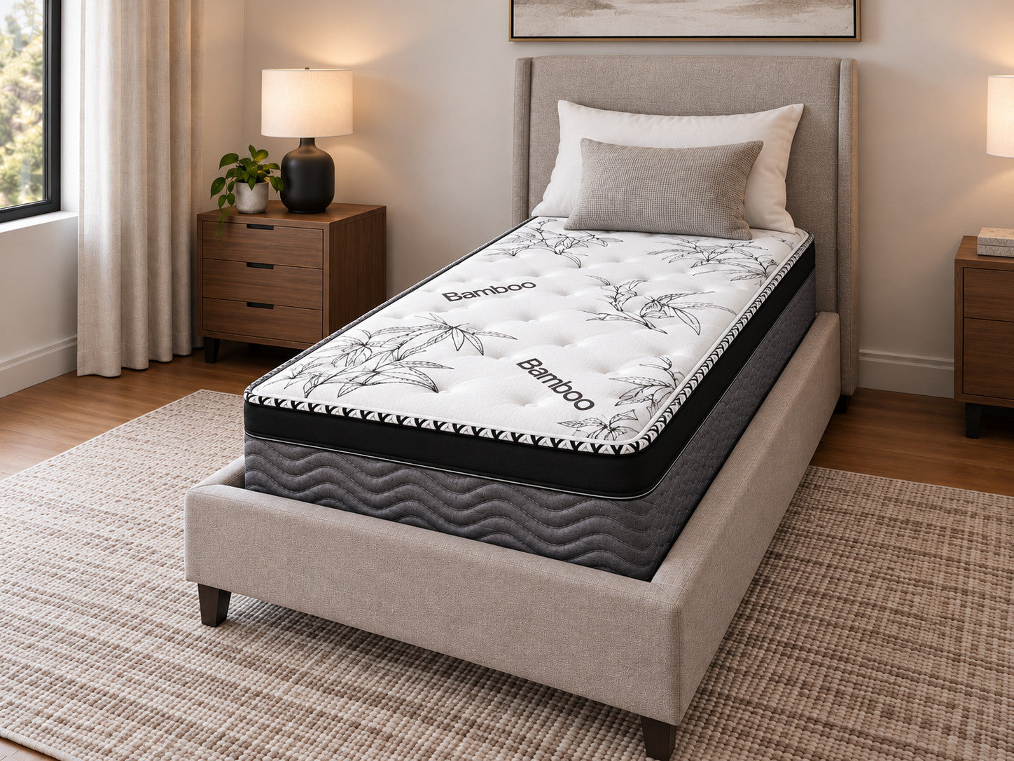 Twin XL Spinal Rest 11" Medium Euro top mattress in a bedroom