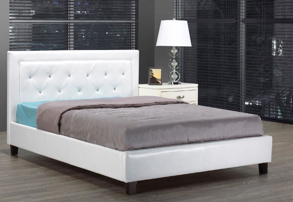White PU Bed With Rhinestone Jewels - DirectBed