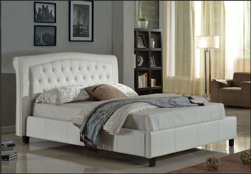 White PU Leather Bed