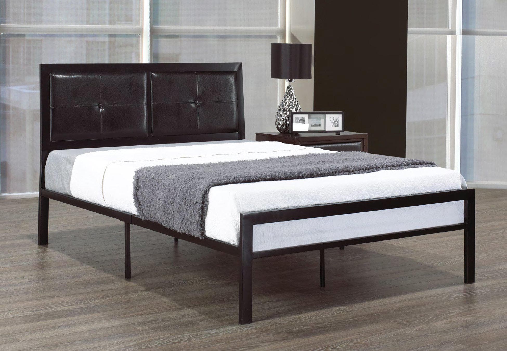 Black Metal Bed with Headboard Queen Bed - DirectBed