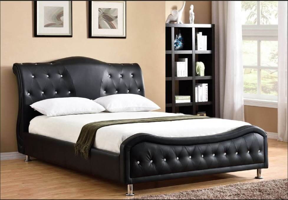 Black PU Bed With Rhinestone Jewels - DirectBed