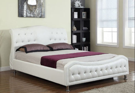 White Stylish PU Bed With Rhinestone Jewels - DirectBed