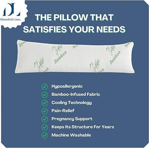 Bamboo Full Body Pillow for Adults - Cooling Long Pillow for Sleeping, Hypoallergenic Bamboo Pillow Cover - DirectBed | Mattress Stores Hamilton, Niagara Falls, St Catharines, Stoney Creek, Burlington, Oakville, Ancaster