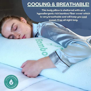 Bamboo Full Body Pillow for Adults - Cooling Long Pillow for Sleeping, Hypoallergenic Bamboo Pillow Cover - DirectBed | Mattress Stores Hamilton, Niagara Falls, St Catharines, Stoney Creek, Burlington, Oakville, Ancaster
