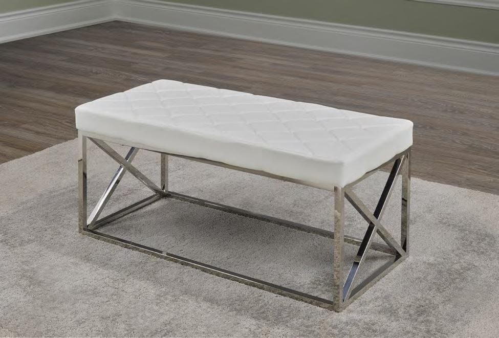 White PU Chrome Bench Cushion - DirectBed