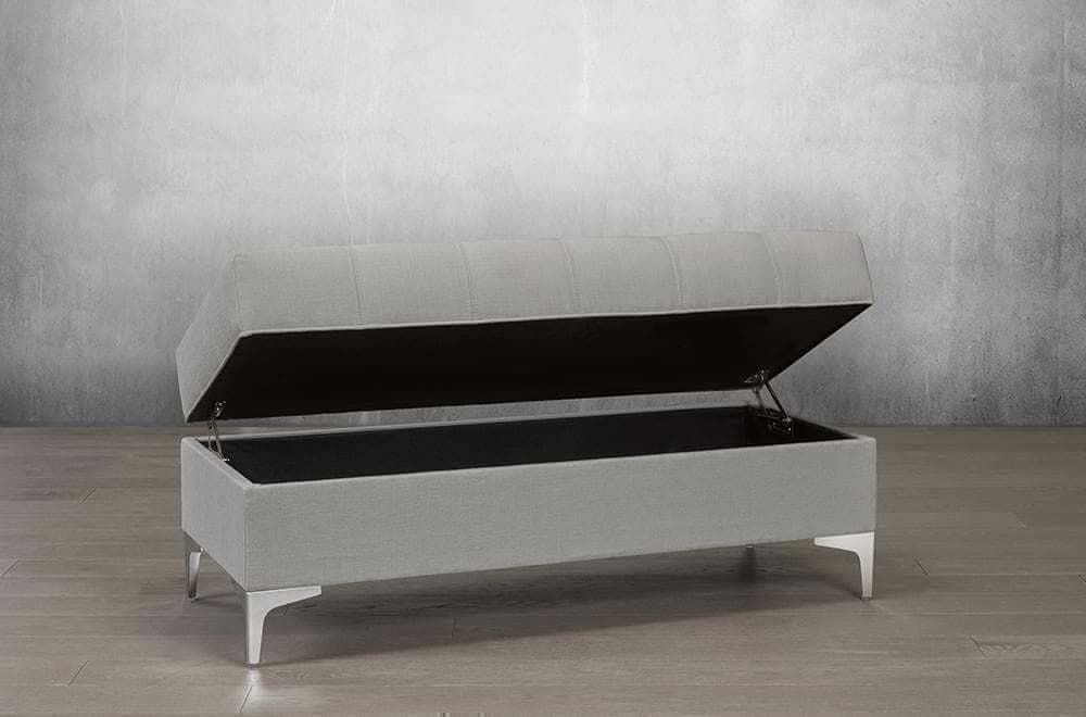 Velvet Storage Bench with Chrome Legs - DirectBed