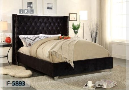 Black Velvet Fabric Bed - DirectBed