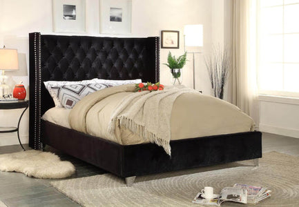 Black Velvet Fabric Bed King Bed - DirectBed