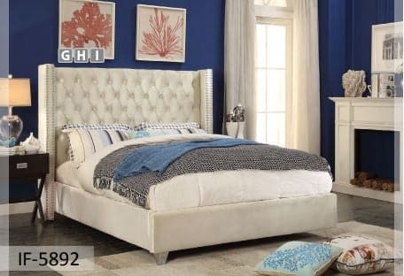 Creme Fabric Velvet Bed - DirectBed