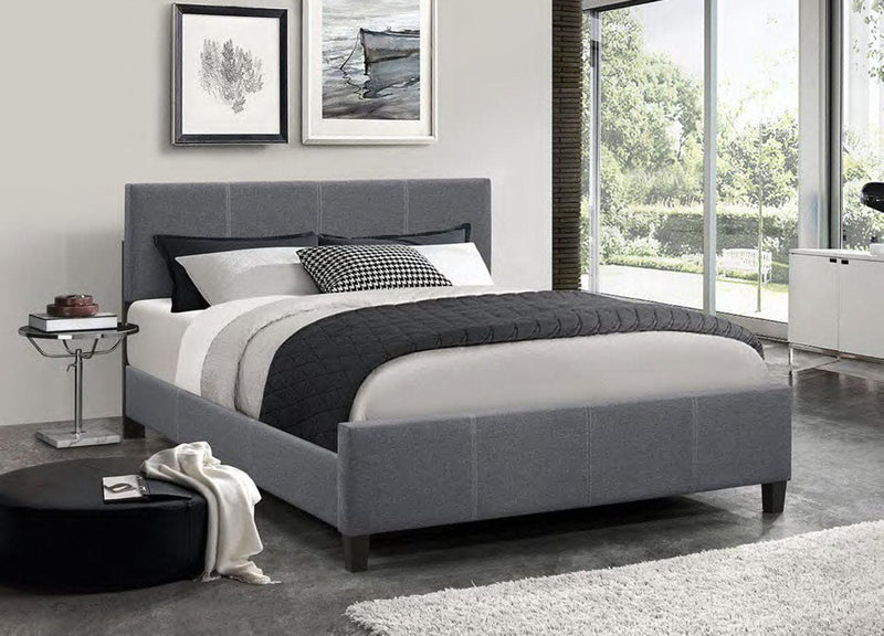 Dark Grey Fabric Bed With Contrast Stitching