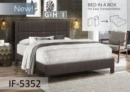 Espresso PU Bed with Contrast Queen Bed - DirectBed