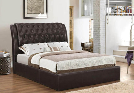 Espresso PU Leather Bed King Bed - DirectBed