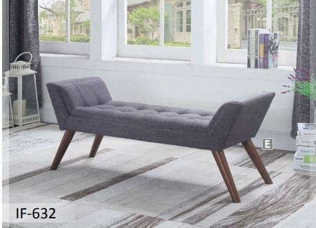 Grey Fabric Bench With Heads 50”L 18”W 22”H - DirectBed