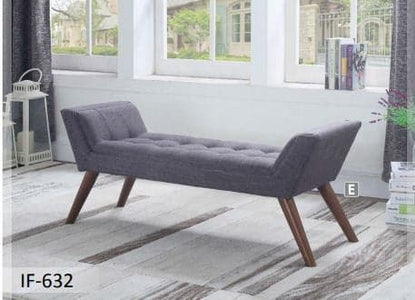 Grey Fabric Bench With Heads 50”L 18”W 22”H - DirectBed