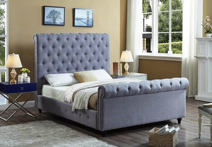 Grey Fabric Sleigh Bed - DirectBed