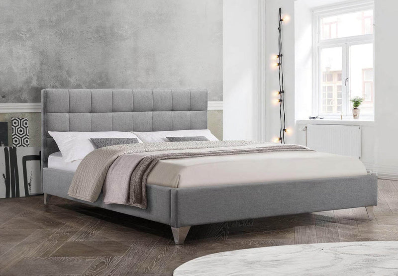 Grey Upholstered Fabric Bed