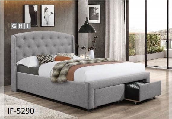 Grey Velvet Drawers Bed - DirectBed