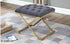 Grey Velvet Fabric Ottoman With Gold Legs 23"L 17"W 21"H - DirectBed