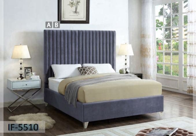 Rich Grey Velvet Bed - DirectBed